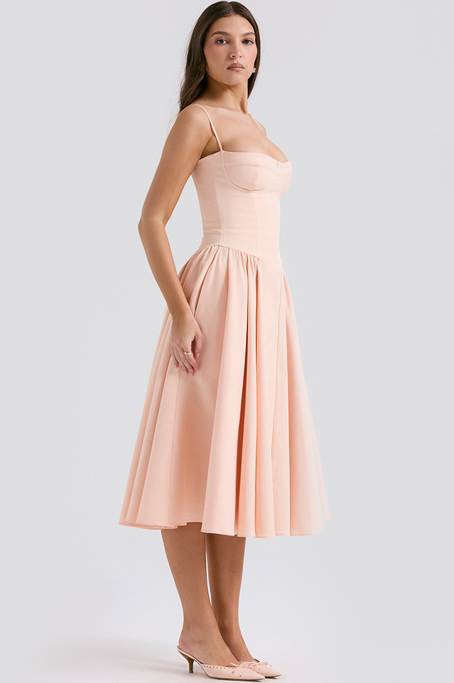 Elegant Pleated Waist Corset Sundress