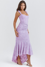 Retro Textured Surface Ruched Maxi Dress