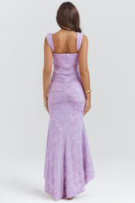 Retro Textured Surface Ruched Maxi Dress
