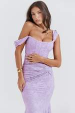 Retro Textured Surface Ruched Maxi Dress