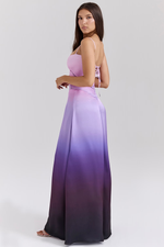 Elegant Satin Lace Up Back Maxi Dress