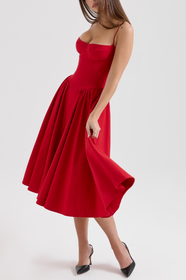 Elegant Pleated Waist Corset Sundress