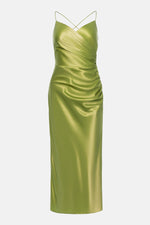 Satin Slit Suspender Mid Dress