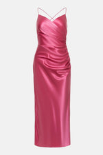 Satin Slit Suspender Mid Dress