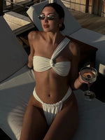 White One Shoulder Bikini Sets