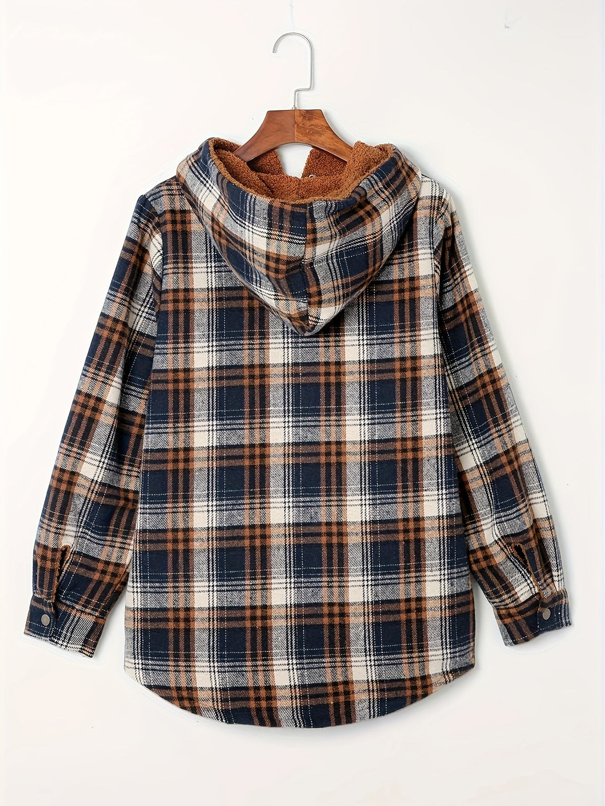 Plaid Pattern Thermal Lining Hooded Jacket