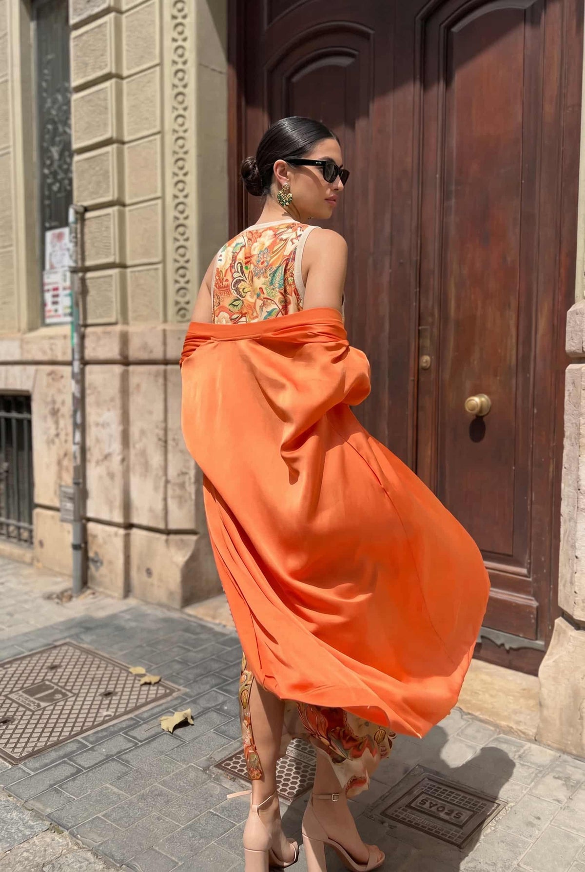 Retro Floral Sleeveless Midi Dress