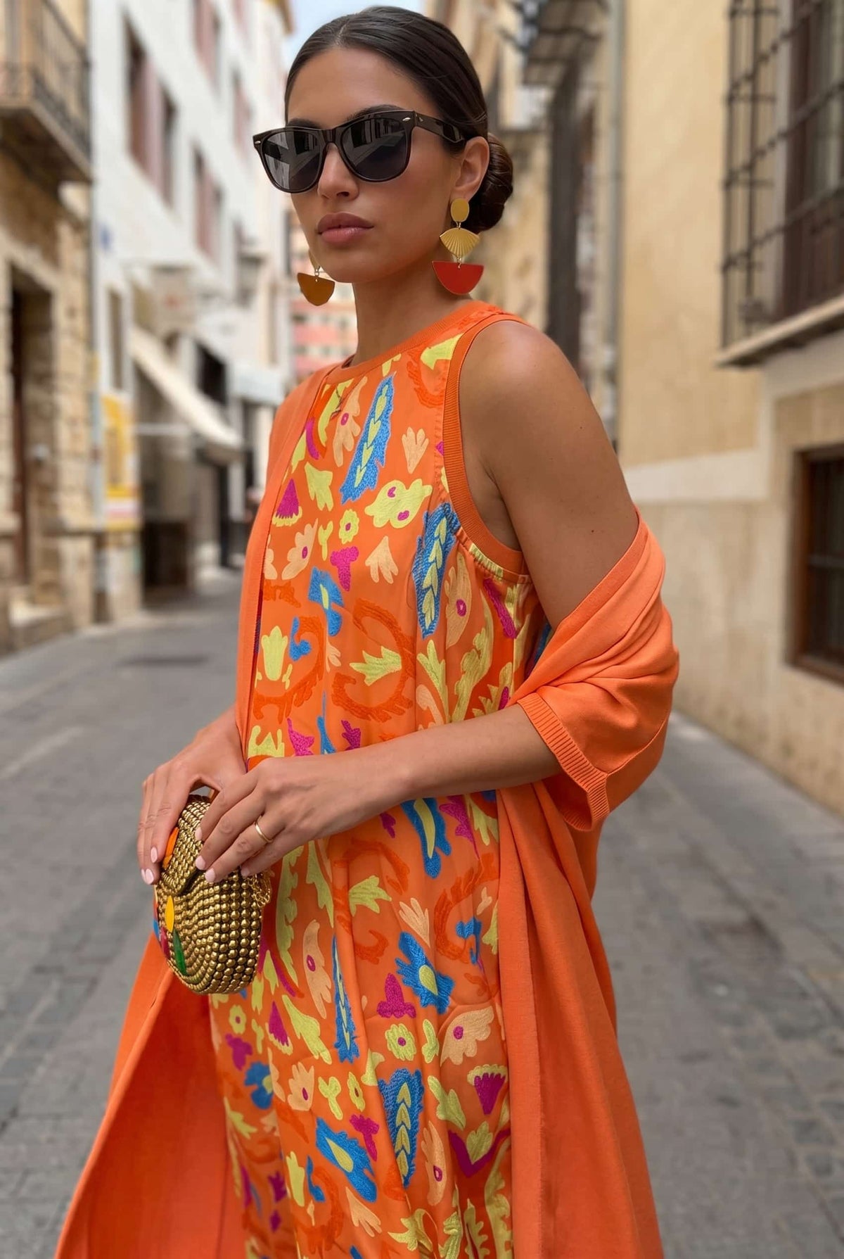 Retro Floral Sleeveless Midi Dress