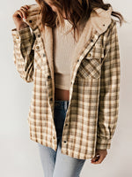 Plaid Pattern Thermal Lining Hooded Jacket