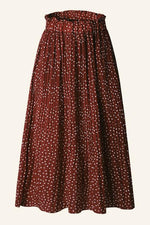 Elastic Waistband Dotted Print Midi Skirt