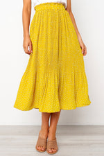 Elastic Waistband Dotted Print Midi Skirt