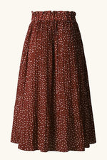 Elastic Waistband Dotted Print Midi Skirt