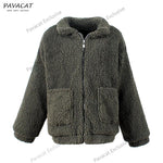 Faux Fur Front Zipper Coat