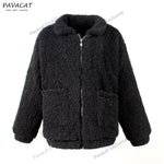 Faux Fur Front Zipper Coat