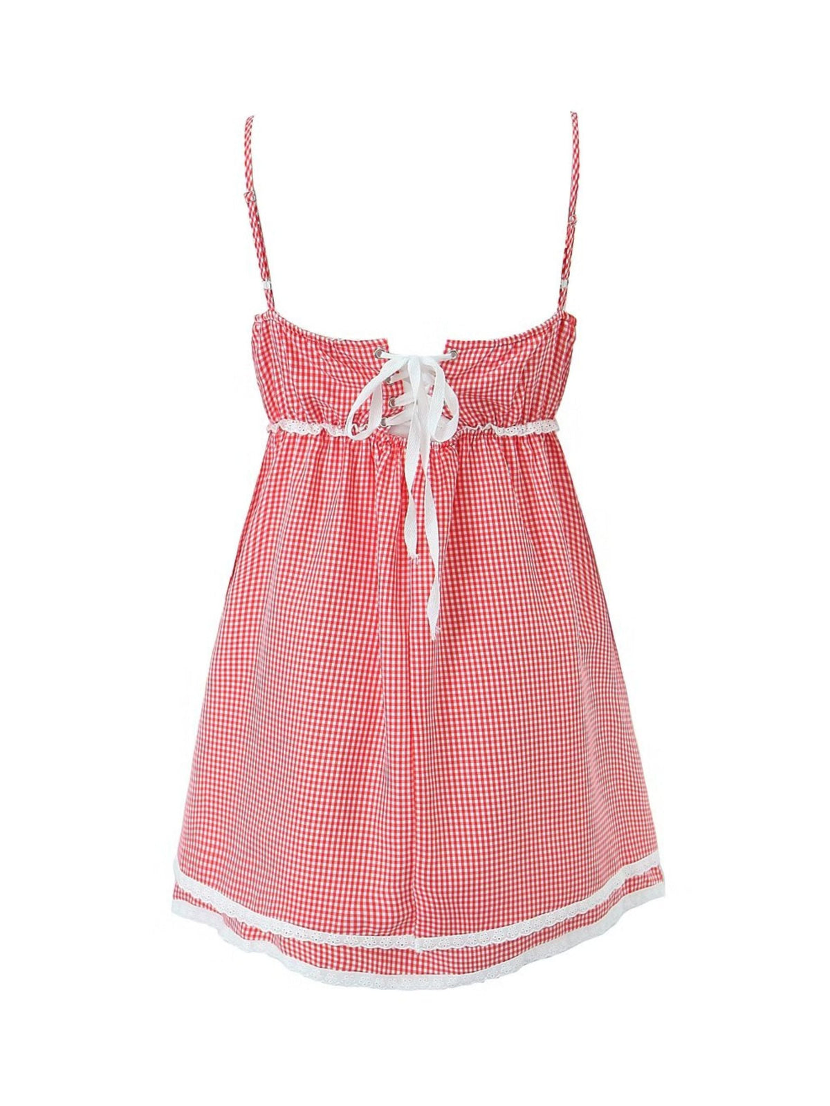 Red Gingham Print Mini Dress