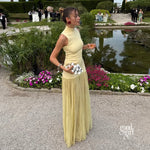 Yellow Polka Dot Paneled Maxi Dress
