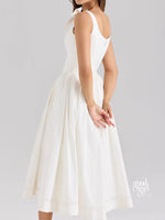 White Bow Detail Midi Dress