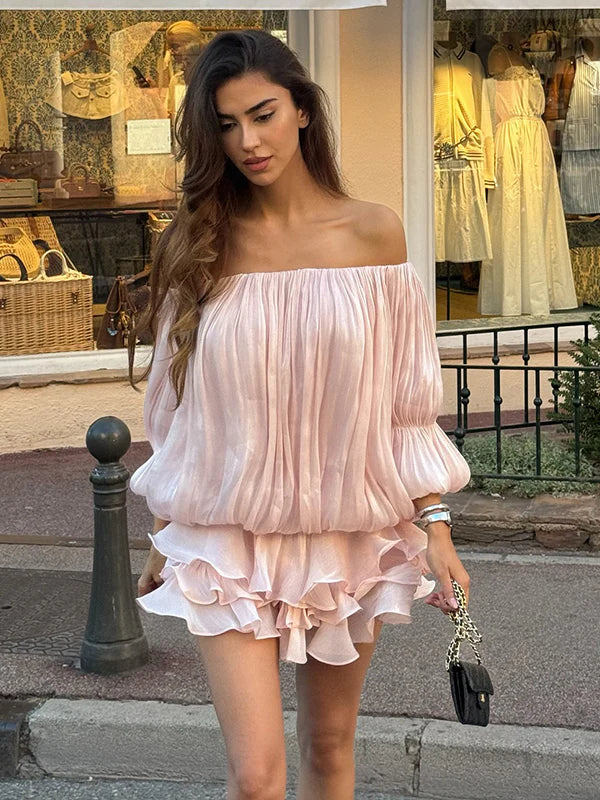 Elegant Off Shoulder Long Sleeves Mini Dress