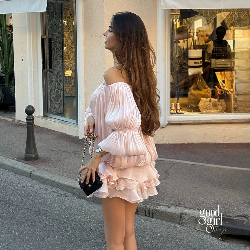 Elegant Off Shoulder Long Sleeves Mini Dress