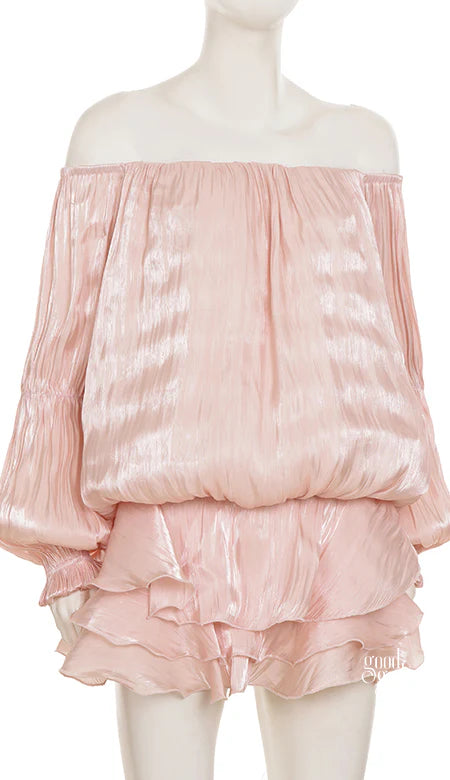 Elegant Off Shoulder Long Sleeves Mini Dress