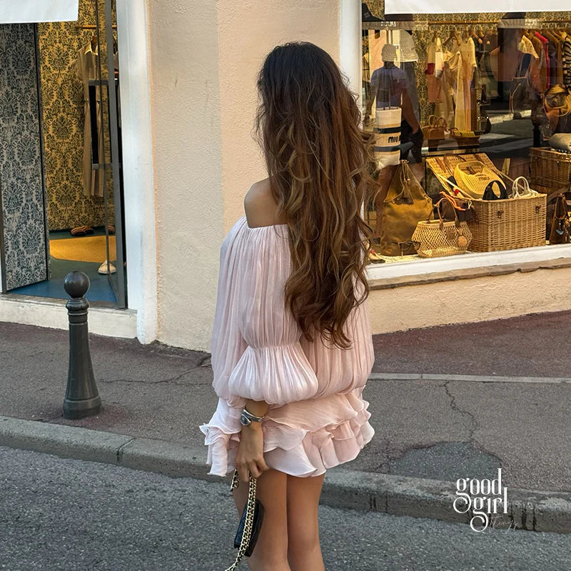 Elegant Off Shoulder Long Sleeves Mini Dress