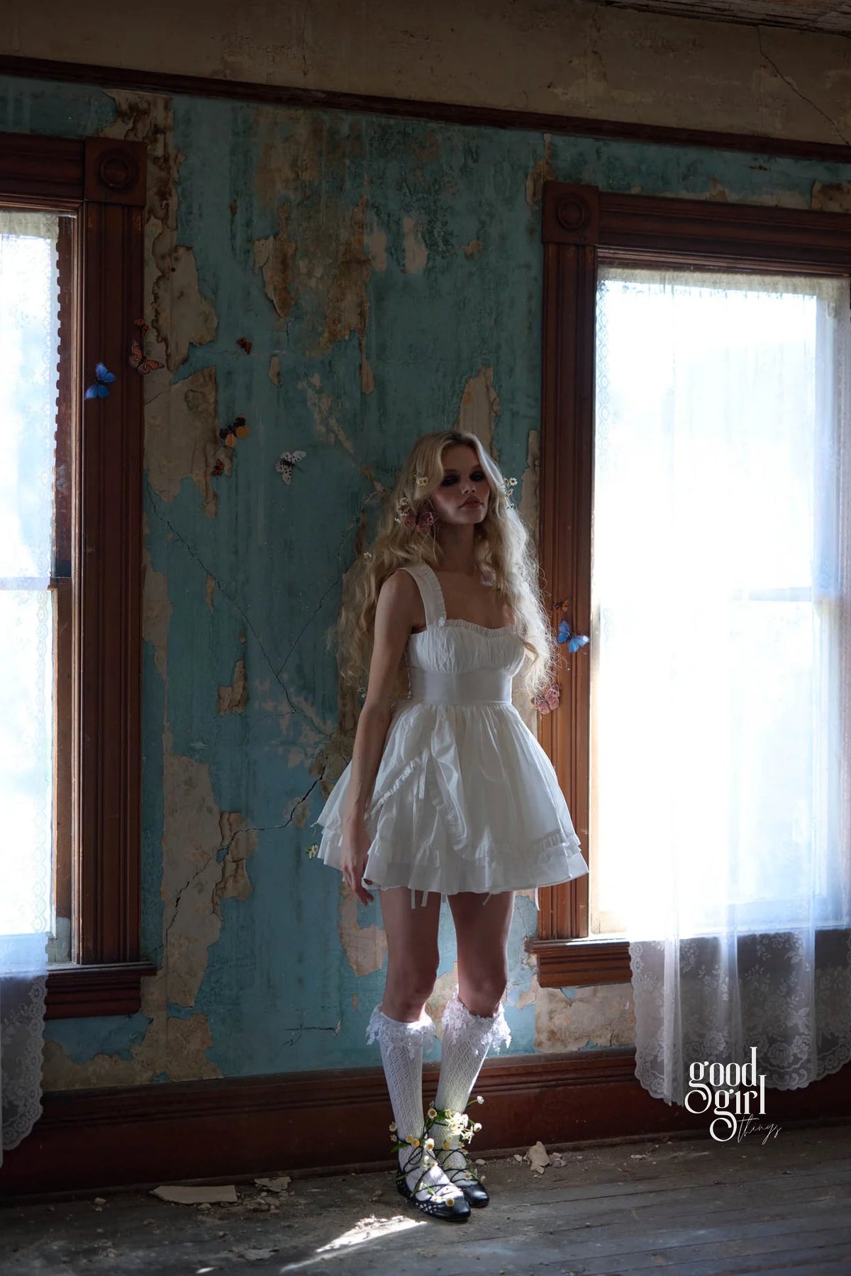 White Pleated Waist Sleeveless Mini Dress