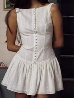 Sweet Eyelet Buttoned Mini Dress
