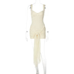 Crochet Lace Self-Tie Mini Dress