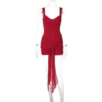 Crochet Lace Self-Tie Mini Dress