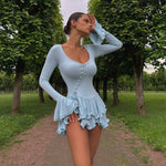 Ruffle Button Mini Dress