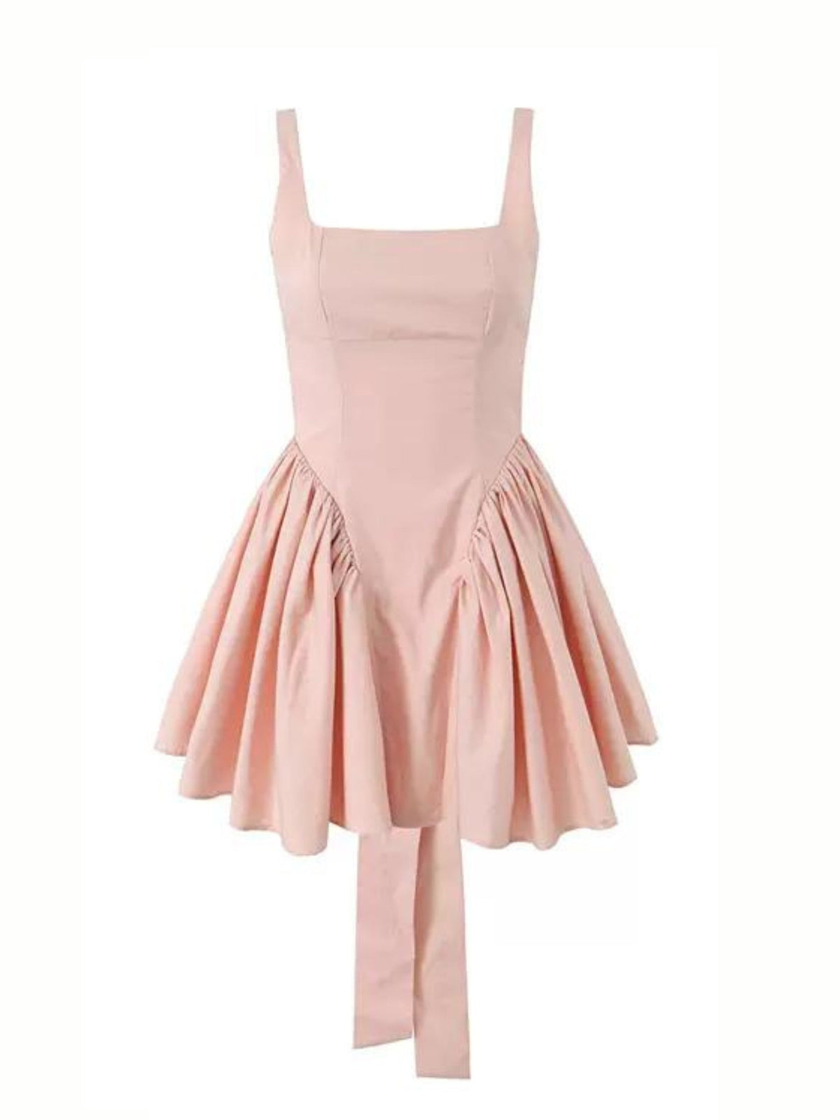 Peach Pink Back-Tie Backless Mini Dress