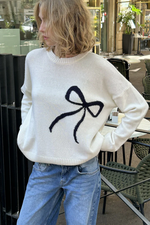 Beige Bow Knit Sweater