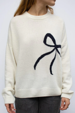 Beige Bow Knit Sweater