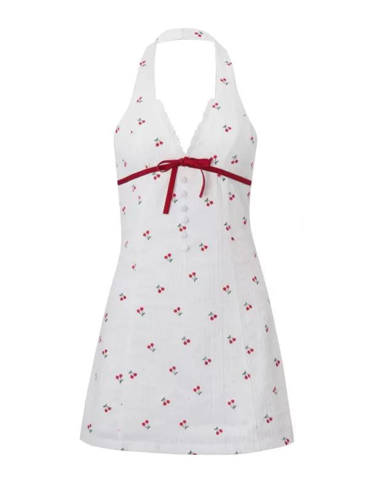 Delicate Cherry Print Mini Dress