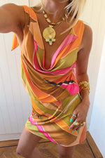 Abstract Abstract Print Cowl Mini Dress