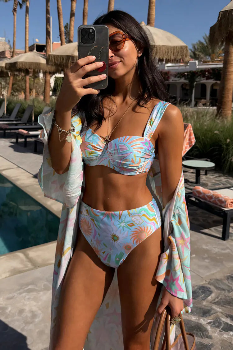 Blue Star Print Push Up Bikini