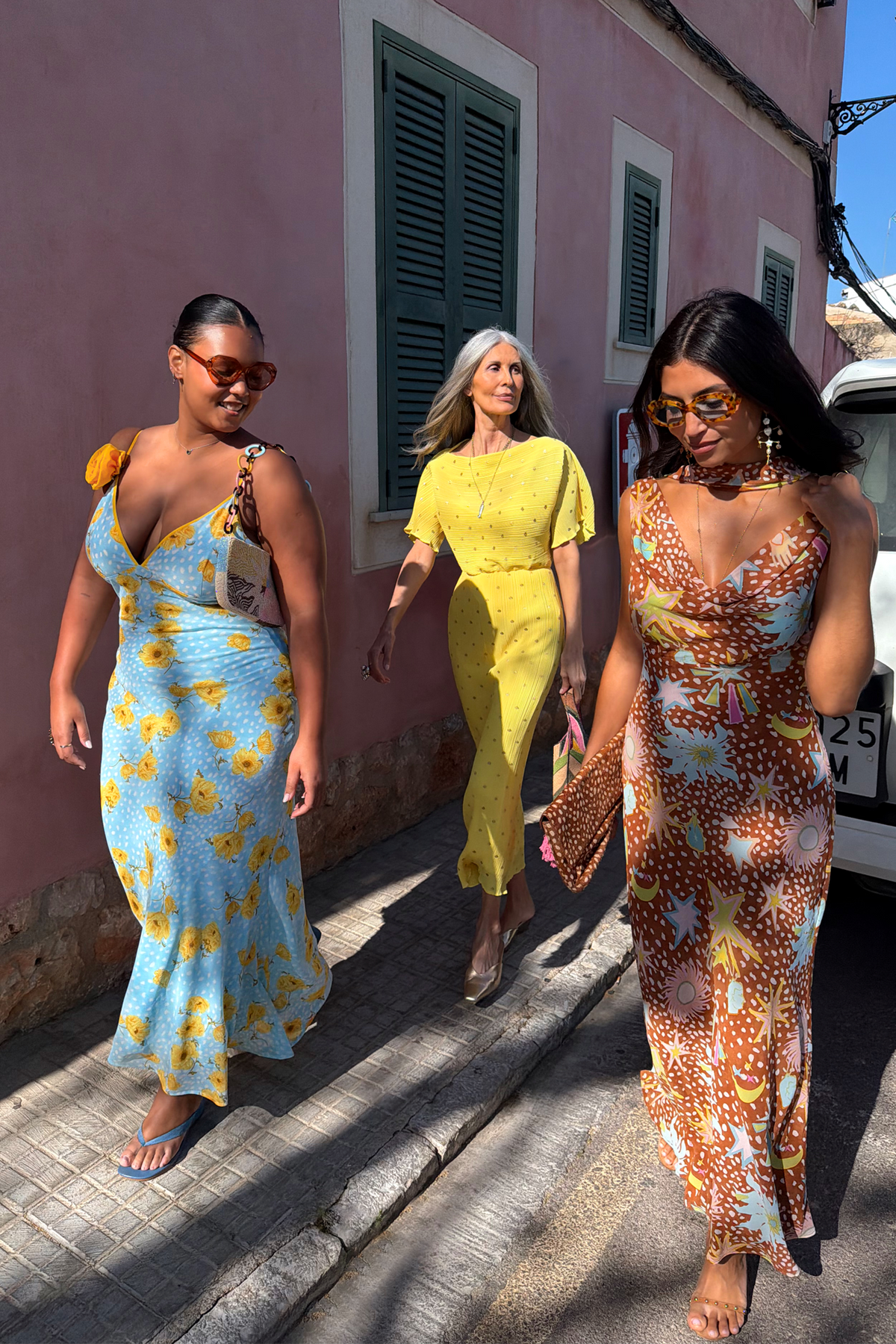 Blue Yellow Poppy Maxi Dress