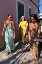 Blue Yellow Poppy Maxi Dress