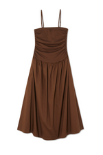 Chocolate Pleated Slip Midi Dress
