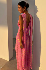 Pink Polka Dot Halter Maxi Dress