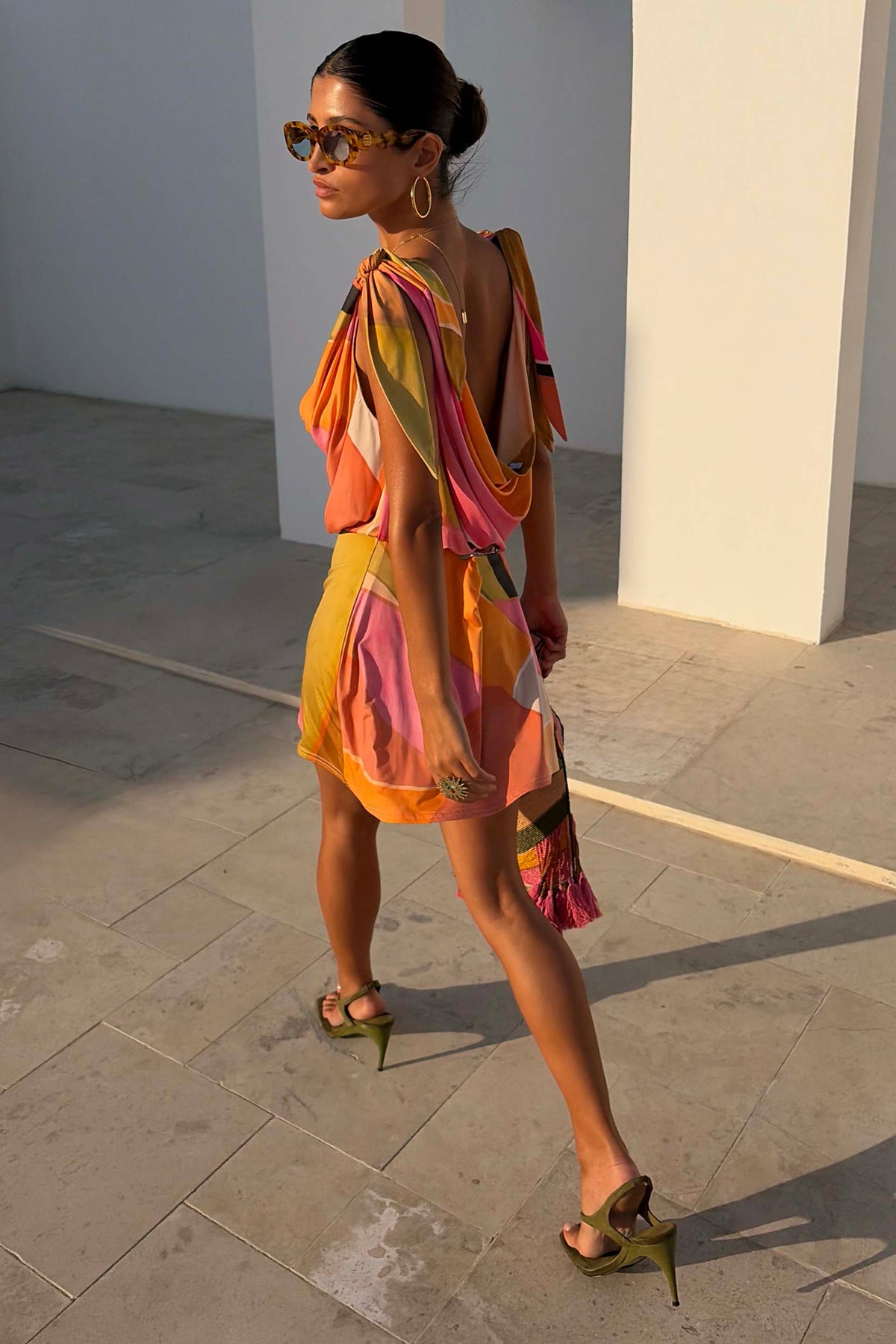 Abstract Abstract Print Cowl Mini Dress