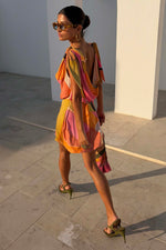 Abstract Abstract Print Cowl Mini Dress