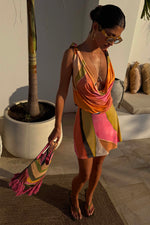 Abstract Abstract Print Cowl Mini Dress