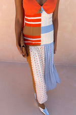 Color Block Stripe Slip Midi Dress