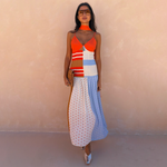 Color Block Stripe Slip Midi Dress