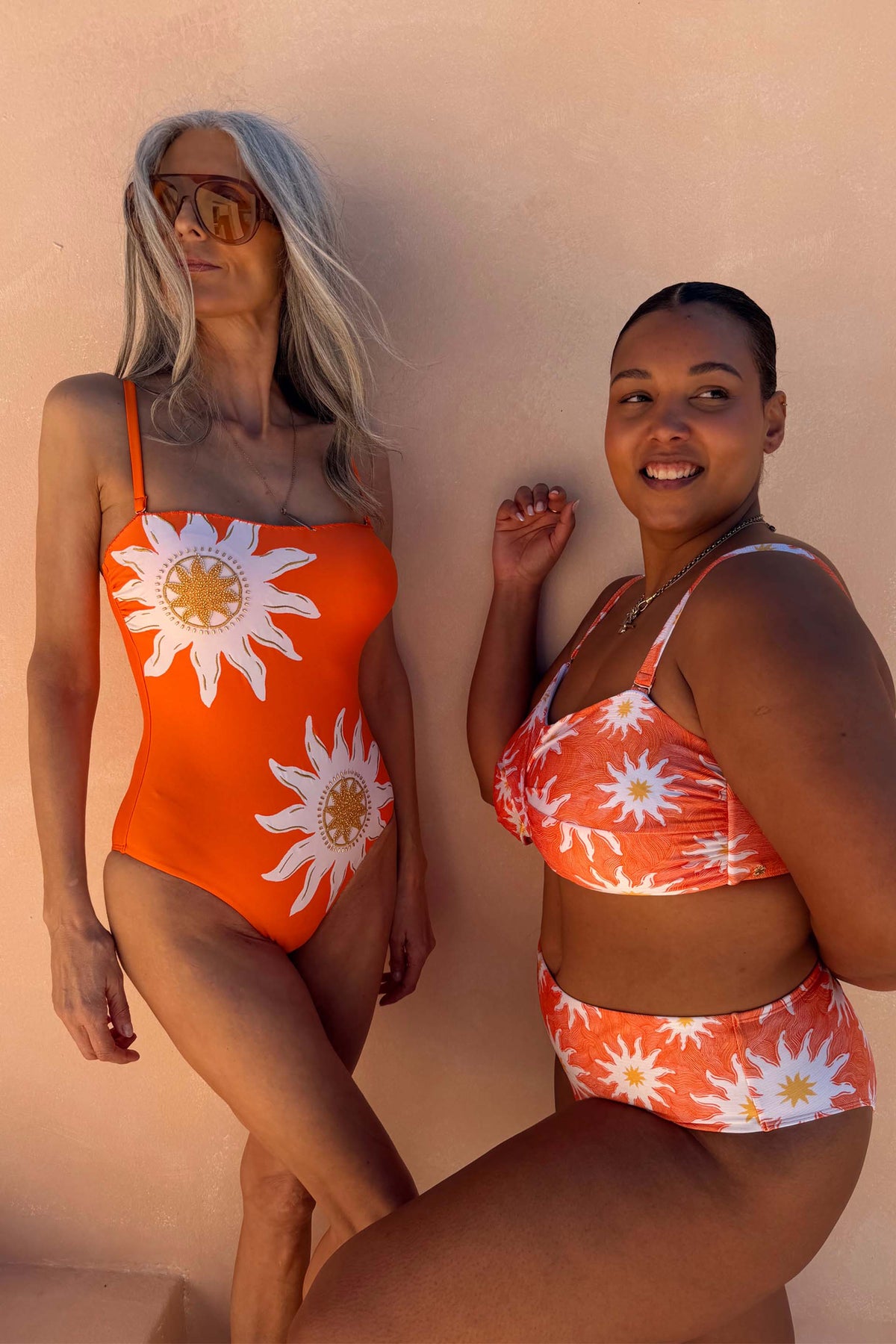 Orange Sun Print One Piece Swimsuit