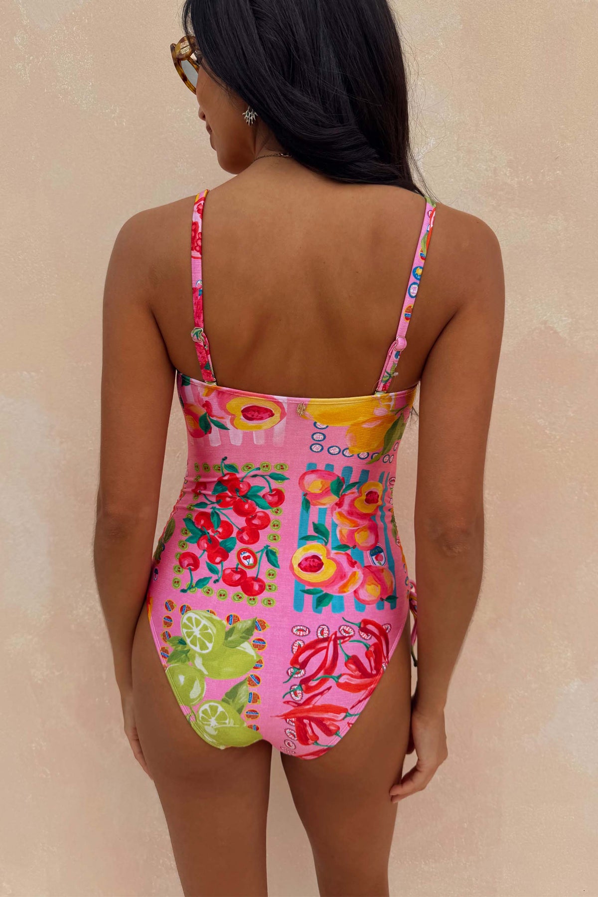 Pink Fruit Stamps One Piece Swimsuit