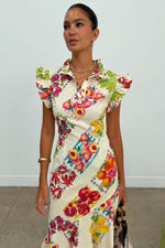 Colorful Fruit Stamps Slip Midi Dress