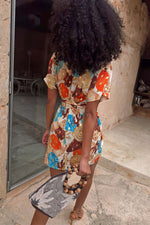 Colorful Shell Print Mini Wrap Dress
