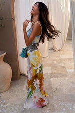 Abstract Print Colorblock Maxi Dress